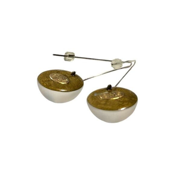 ALEXIS BITTAR Hand Carved White Lucite Circle Drop Earrings - Picture 6 of 6